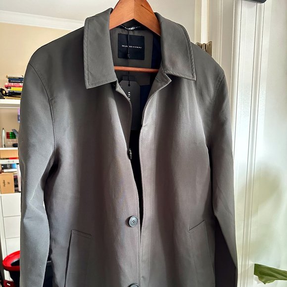 Selected Homme Trench Rain Coat - Men's Medium - Charcoal Gray - New with Tags - Picture 1 of 5